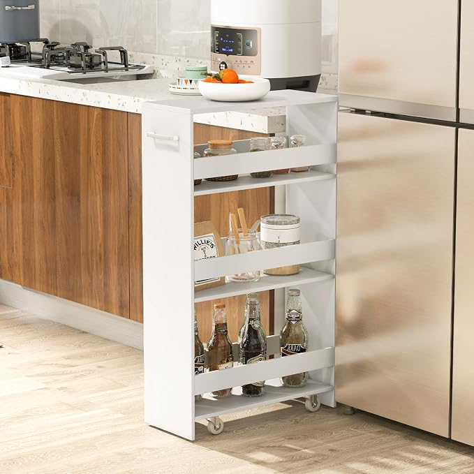LOKO 4-Tier Rolling Storage Cart, 8 Inches Slim Kitchen Cart on Wheels - Image 2