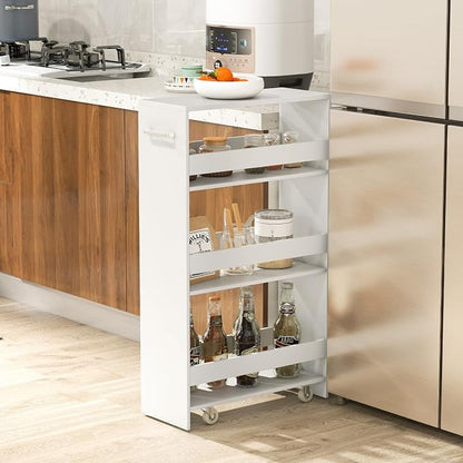 LOKO 4-Tier Rolling Storage Cart, 8 Inches Slim Kitchen Cart on Wheels - Image 2
