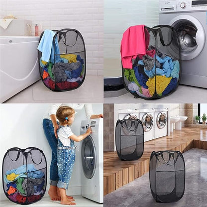 Larpur 3 Pack Pop Up Laundry Hampers, Collapsible Mesh Laundry Baskets - Image 7