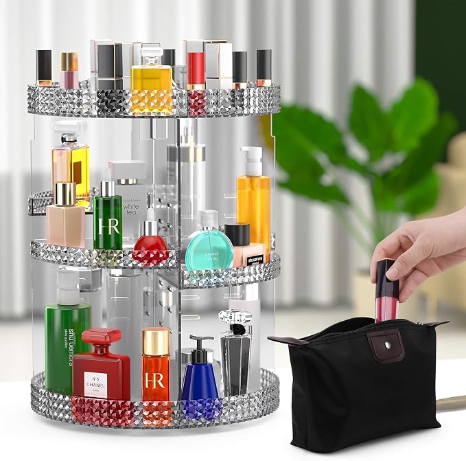 Awenia Makeup Organizer 360-Degree Rotating Plus Size, Adjustable Makeup Storage - Image 8