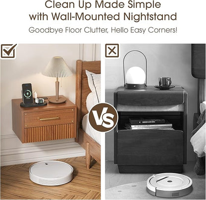 Floating Nightstand Set of 2, Mid Century Modern Wall Mounted Bedside Table - Image 6