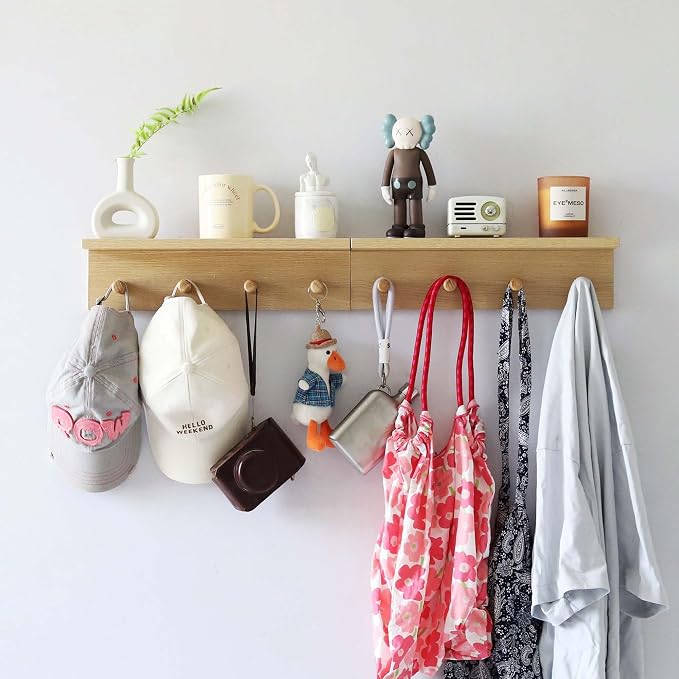 Entrance Coat Rack ，Coat Hooks, Wall-Mounted Wooden Hook Rack, Wall-Mounted by CreatedOn2005