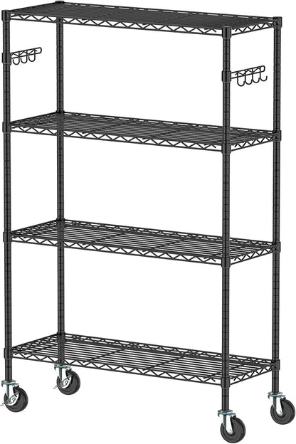 4 Tier Wire Metal Shelving Rack Garage Storage Rolling Shelves - Image 8