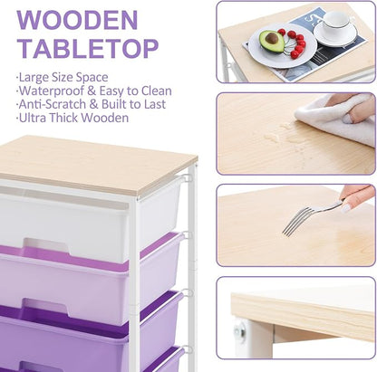 Utility Cart with 4 Drawers, Rolling Storage Cart with Drawers, Storage Rolling - Image 5