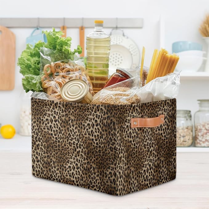 Basket Storage Bins Animal Leopard Cheetah Skin Rectangle Cube Basket Box Kids - Image 7