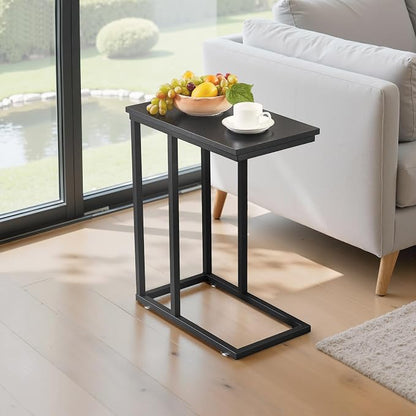 VECELO C Shaped End Side Table for Sofa Couch and Bed Snack TV Tray for Living - Image 5