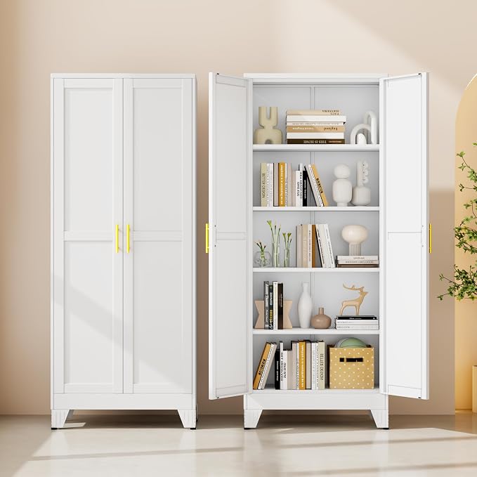 71" White Metal Storage Cabinet - Image 9