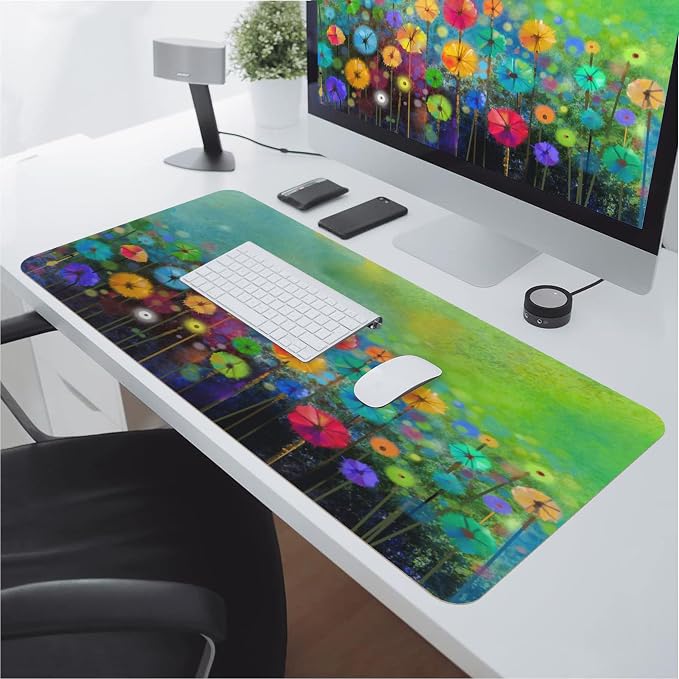 Desk Mat, Abstract Watercolor Flowers Extended Gaming Mouse Pad - Image 7