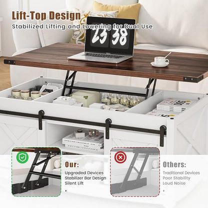 ALLSTAND 48" Farmhouse Lift Top Coffee Table - Image 4