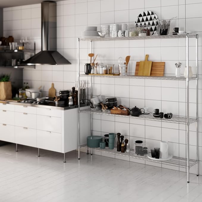 14" Deep x 72" Wide x 74" Height Wire Shelving Kit | 4-Tier | NSF Commercial - Image 6