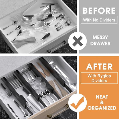 Bamboo Drawer Dividers Organizers, Kitchen Drawer Organizer, Adjustable Drawer - Image 2