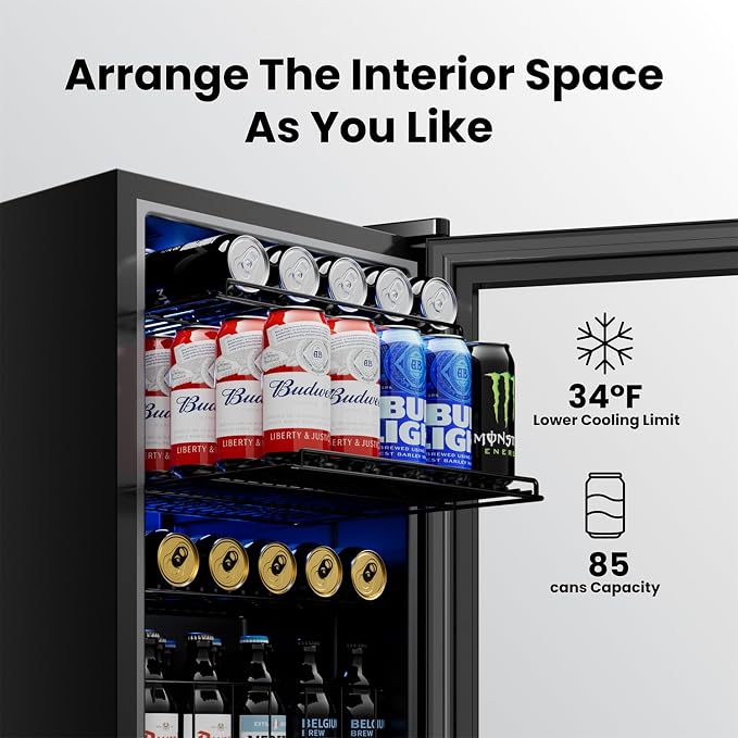 Yeego Beverage Refrigerator Cooler, 85 Cans Drink Mini Fridge - Image 3