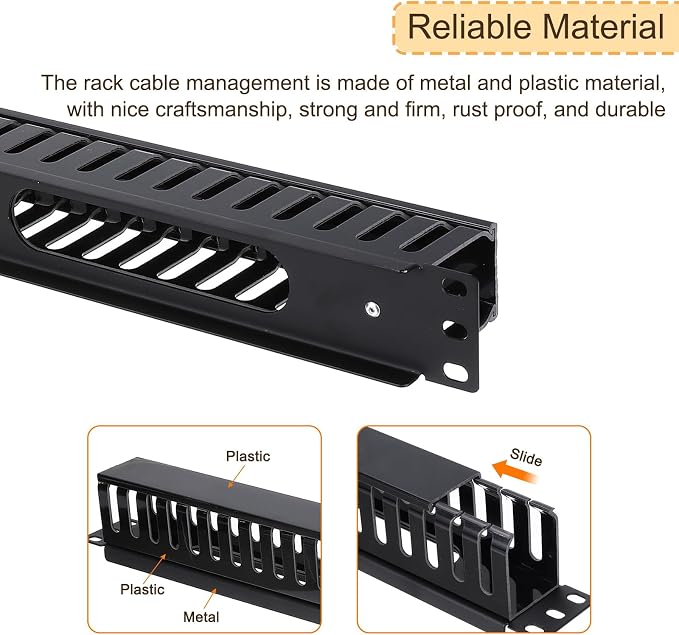 PATIKIL 1U 19 Inch Cable Manager, 6 Pack 24 Slot Horizontal Rack Mount Wire - Image 3