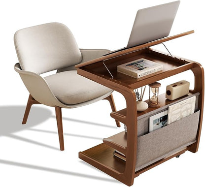 AQIMUELE Rolling Side Table, C Shaped End Table, C Table by AQIMUELE