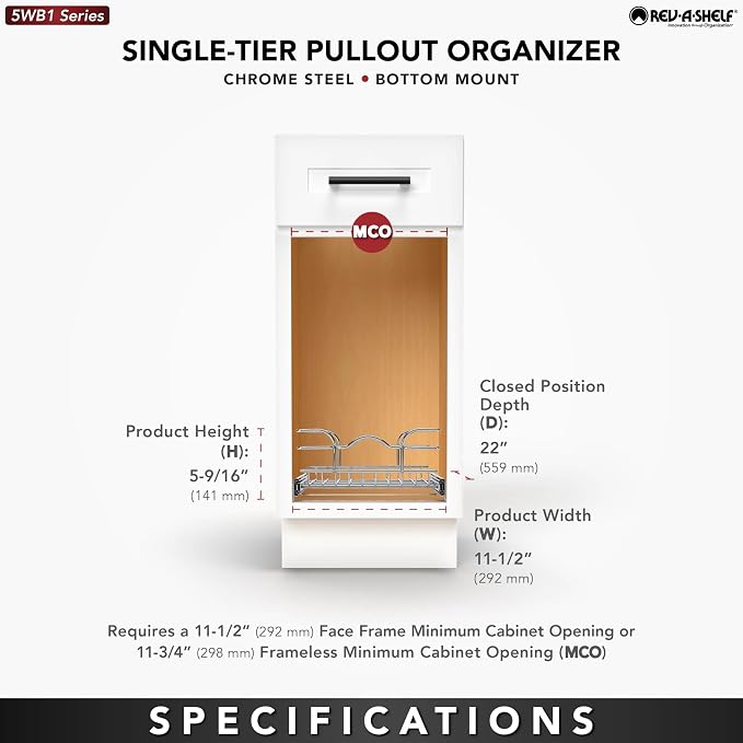 Rev-A-Shelf Pullout Kitchen Cabinet Drawer and Rolling Organizer Cabinet Pantry - Image 5