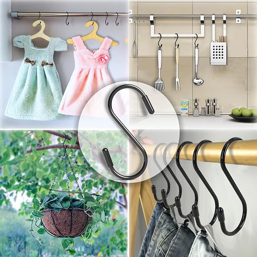 Heavy Duty Metal S-Hooks for Hanging, 3 Inch 10 Pack Vinyl Coated S Hooks for - Image 6