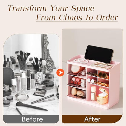 Small Makeup Organizer with Drawers, Stackable Bathroom Couneter Organizer with - Image 4