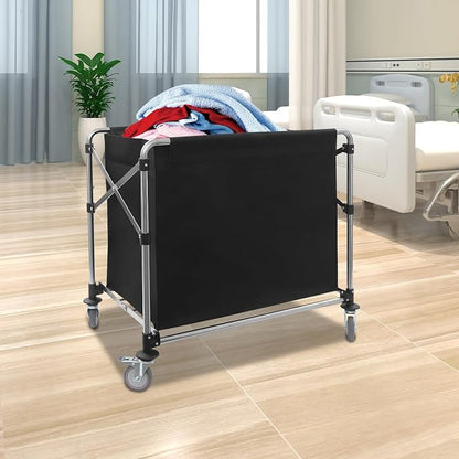 Commercial Laundry Cart with Wheels, Folding Laundry Hamper Cart, Heavy Duty - Image 7