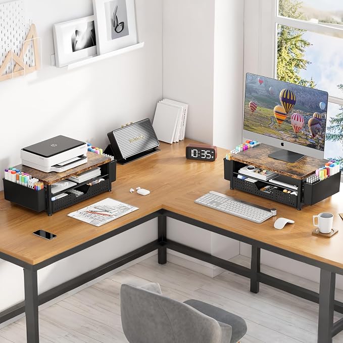 Monitor Riser, Laptop Stand for Desk, Office Desk Organizer and Accessories - Image 4
