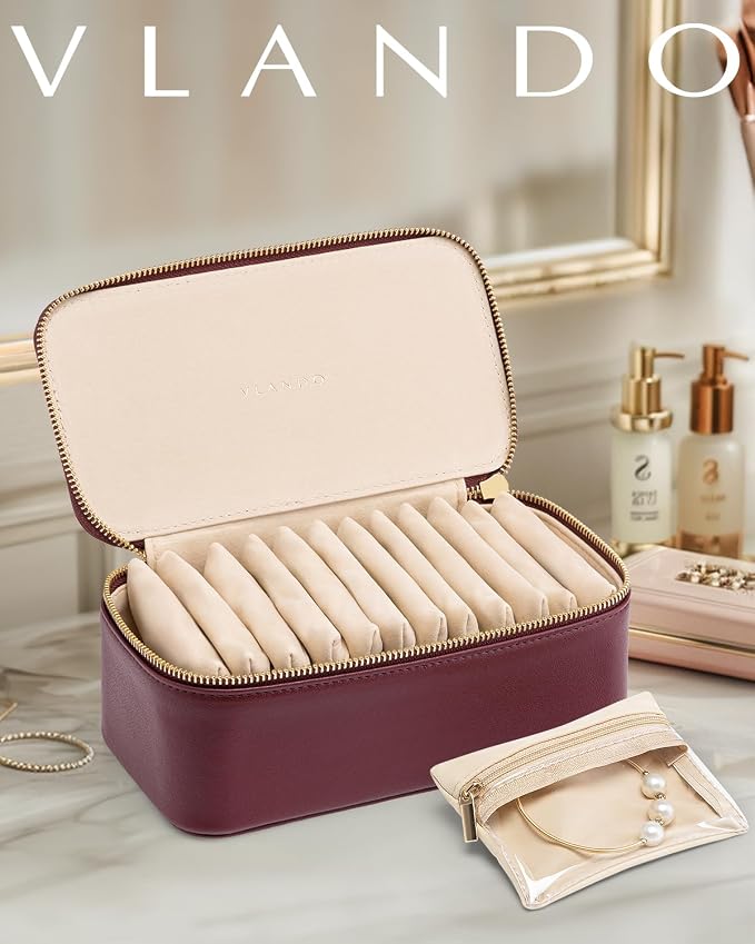 Vlando Jewelry Box with 12 Velvet Jewelry Bags Travel Jewelry Case - Image 5