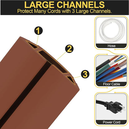 MYFAMIREA 6.5FT Floor Cord Cover Heavy Duty Cable Cover Protector 3 Channels - Image 3