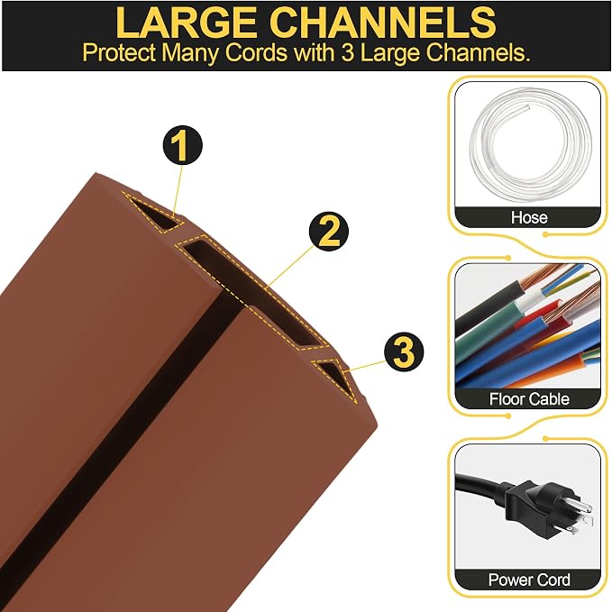 MYFAMIREA 20FT Floor Cord Cover Heavy Duty Cable Cover Protector 3 Channels - Image 3