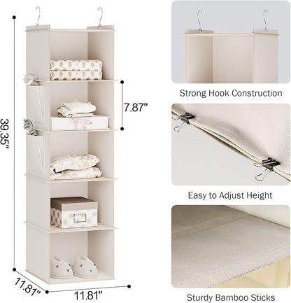 YOUDENOVA Hanging Closet Organizer, 5-Shelf Closet Hanging Storage Shelves - Image 3