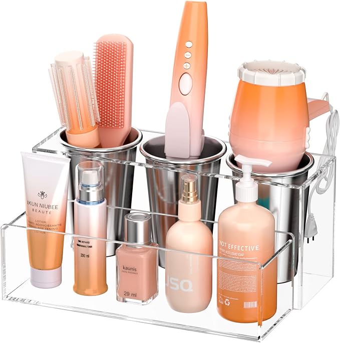 NIUBEE Hair Tool Organizer, Acrylic Hair Dryer and Styling Holder, Bathroom by NIUBEE
