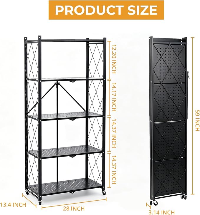 COKIHOM 5 Tier Foldable Storage Shelf - Image 2