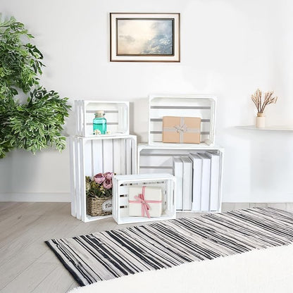 Large Wooden Crates, Rustic Whitewashed Farmhouse Wooden Crate - Image 5