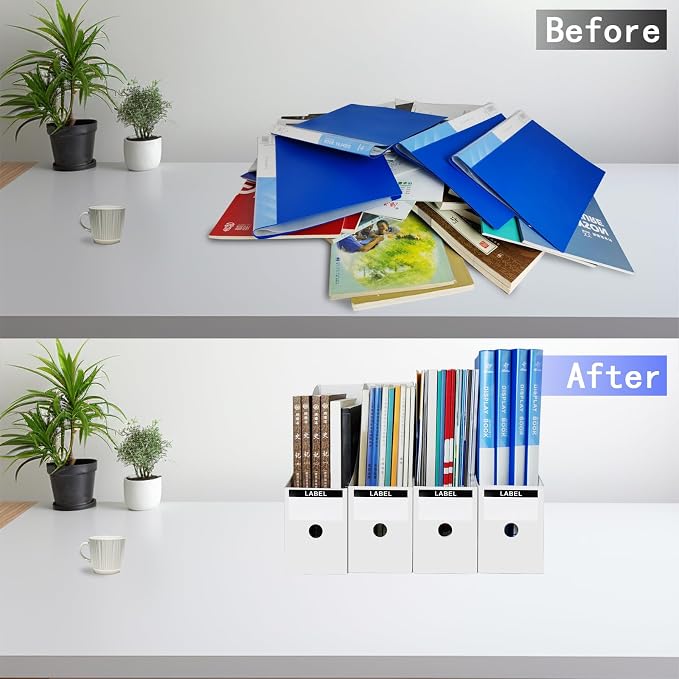 Limitliho 2 Pack White Cardboard Magazine Holder - Image 4