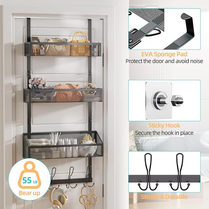 Over Door Hook Organizer 12 Hook Over The Door Organizer - Image 3