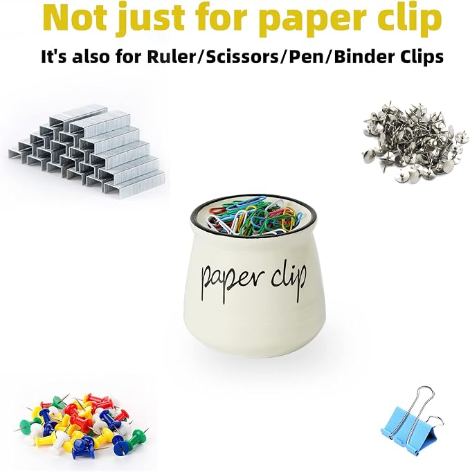 ONTUBE Farmhouse Paper Clip Holders, Ceramic Binder Clip Dispenser Organizer - Image 2