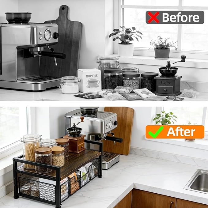 Tea Bag Organizer for Kitchen Countertop, Wooden Tea Box Organizer - Image 5