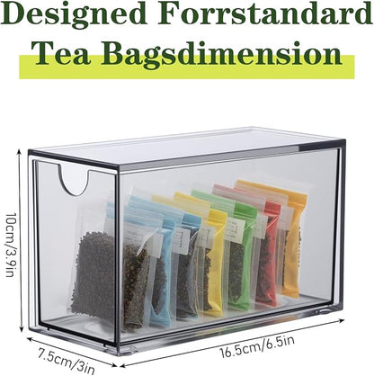 6 Pack Clear Acrylic Tea Bag Organizer Drawer, Stackable Tea Bag& Coffee - Image 3