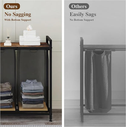 Laundry Sorter, 2 Section, 26.8x13x28.5 Inch | Freestanding Hamper Basket - Image 6