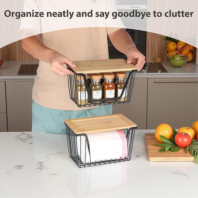2 Pack Onion and Potato Storage Bins, Stackable Pantry Organizers Storage - Image 6