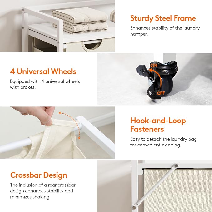 Lifewit Laundry Hamper 4 Section, 168L Pull out Laundry Clothes Basket Organizer - Image 4