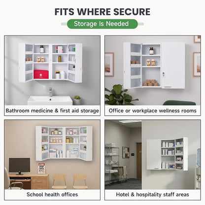 Large Locking Medicine Cabinet, 11 Shelves, Wall Mounted | Ample Med Storage - Image 7