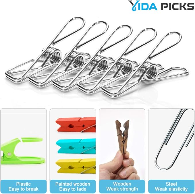 40 Pack Wire Clothes Pins Heavy Duty Outdoor, Stainless Steel ClothesPins - Image 3