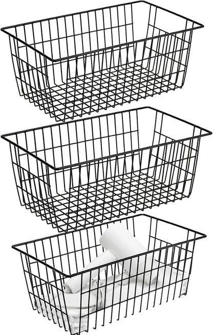 Wire Storage Basket Organizer Bins Farmhouse Metal Basket Pantry Large by blitzlabs