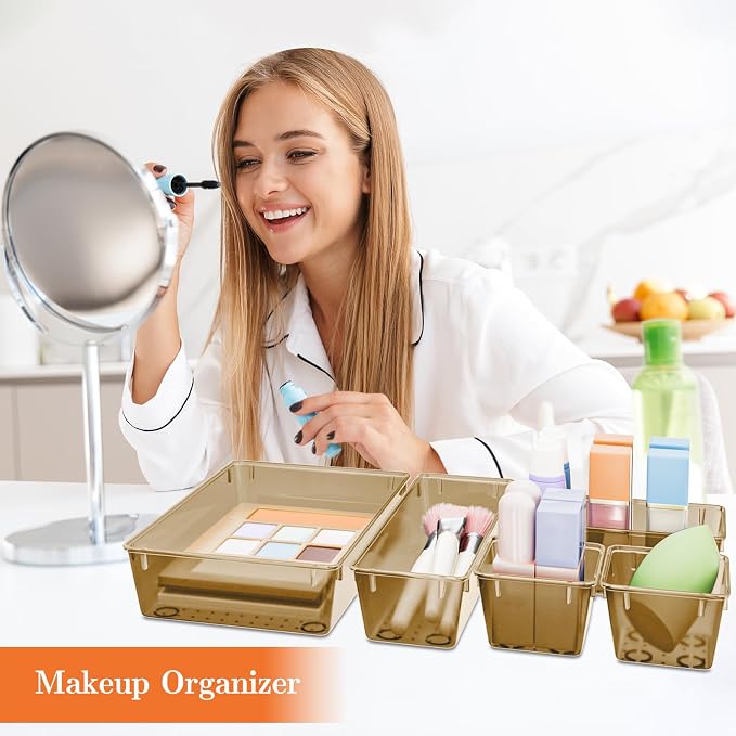 25 PCS Plastic Drawer Organizer Set, 4-Size Versatile Organizer Trays & storage - Image 5
