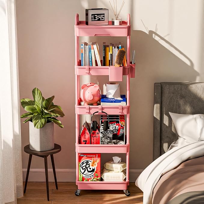Sorgion 5 Tier Rolling Cart Organizer, Bathroom Cart Organizers - Image 2
