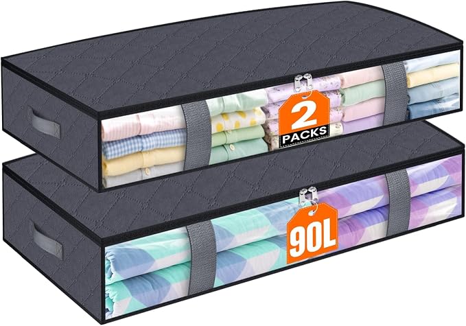 Under Bed Storage Containers, 2 Pack Blanket Storage Bags, Collapsible Storage by Unknown