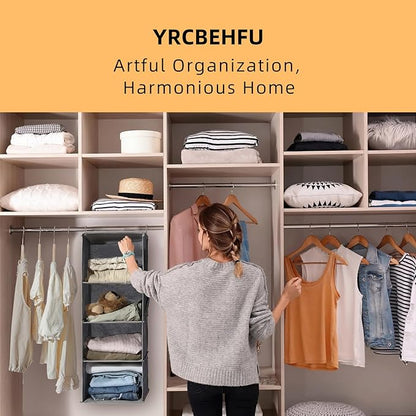 6-Shelf Hanging Closet Organizer and Storage, Collapsible Hanging Shelves - Image 3