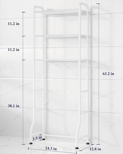 Kitsure Over Toilet Storage Rack, 63.2" H Space-Saving, Holder & Hooks | - Image 2