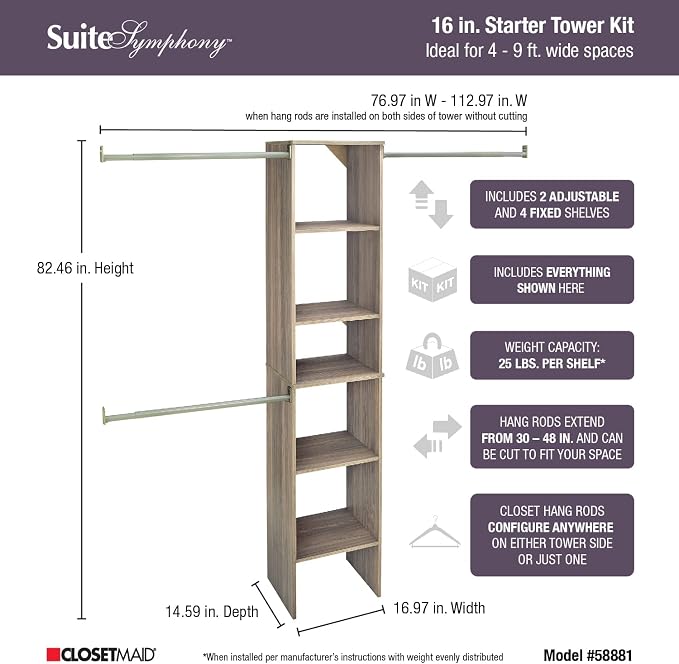 ClosetMaid SuiteSymphony Wood Closet Organizer Starter Kit - Image 3