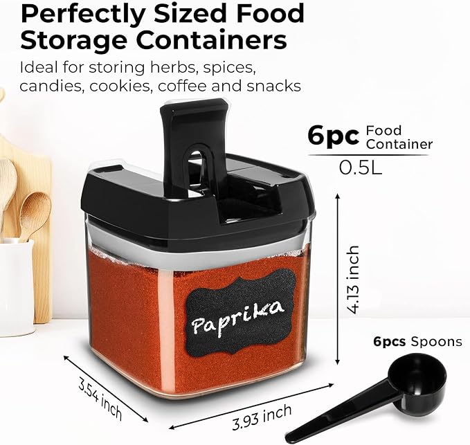 Shazo 6 PC Airtight Food Storage Containers + 6 Spoons - Image 2