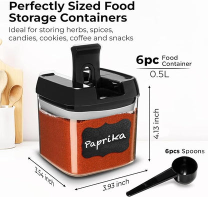 Shazo 6 PC Airtight Food Storage Containers + 6 Spoons - Image 2