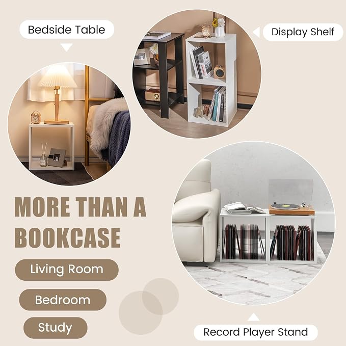2 Stackable Cubes Bookcase, Wooden Cubby Storage Organizer - Image 8